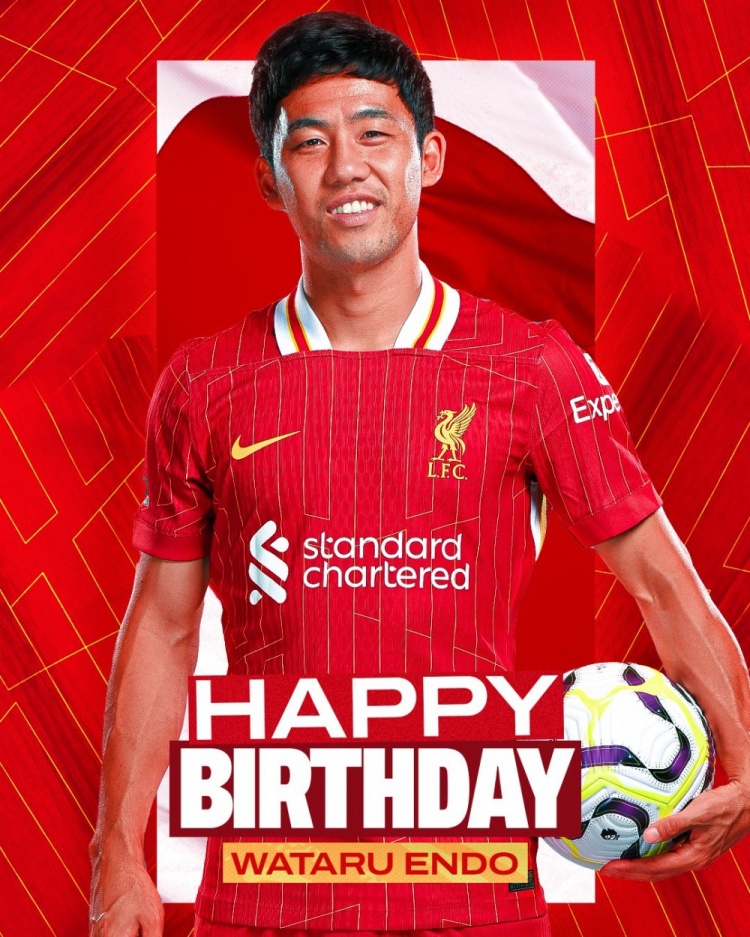  利物浦祝遠藤航32歲生日快樂，球員加盟紅軍至今出戰(zhàn)62場比賽