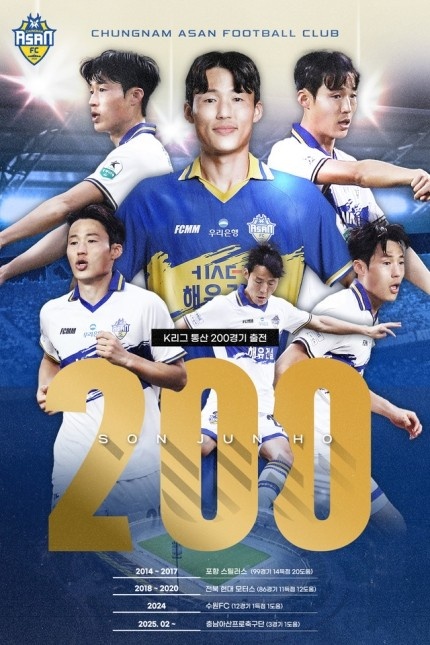  孫準浩完成K聯(lián)賽200場里程碑，貢獻26球34助